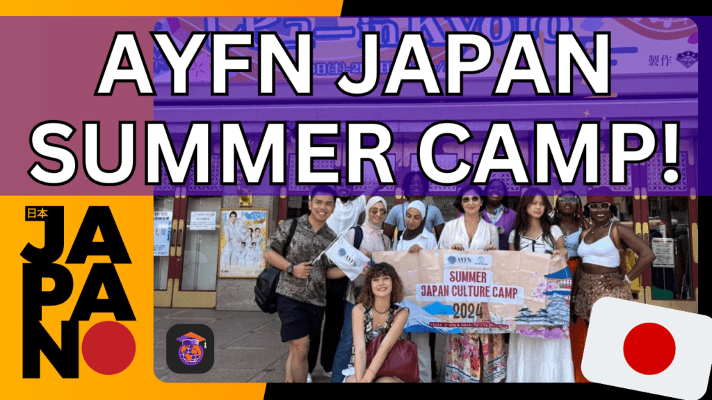 Banner held in Kyoto during the AYFN Japan Summer Culture Camp 2025.