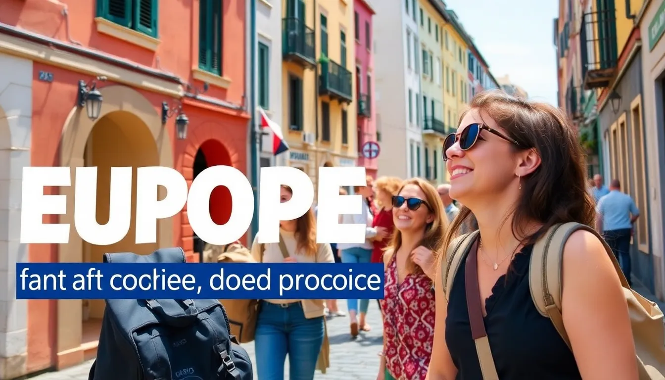 A lively travel scene illustrating the cheapest european country to visit, embodying budget travel adventures.