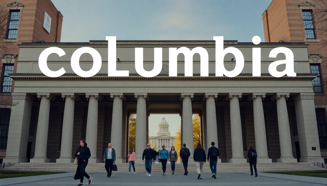 Image depicting students entering Columbia University; keyword: columbia acceptance rate.
