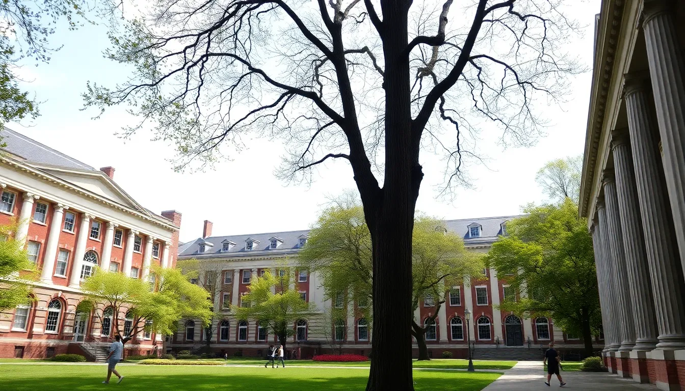 Image of Harvard campus symbolizing aspiration; keyword: harvard acceptance rate.