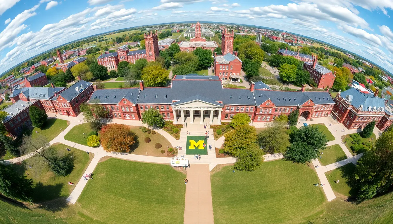 Image of the University of Michigan campus reflecting student life; keyword: university of michigan acceptance rate.