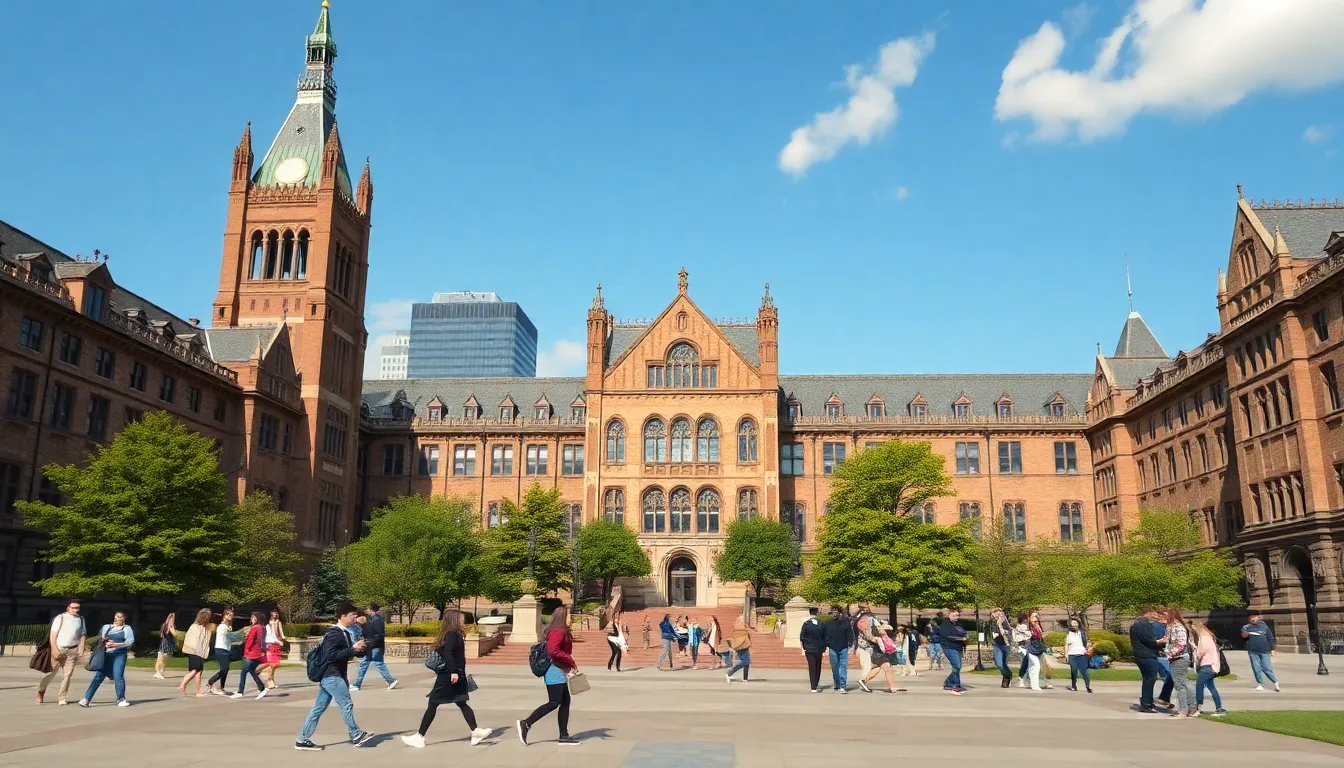 University of Toronto acceptance rate, featuring the iconic campus and students engaged in academic exploration.