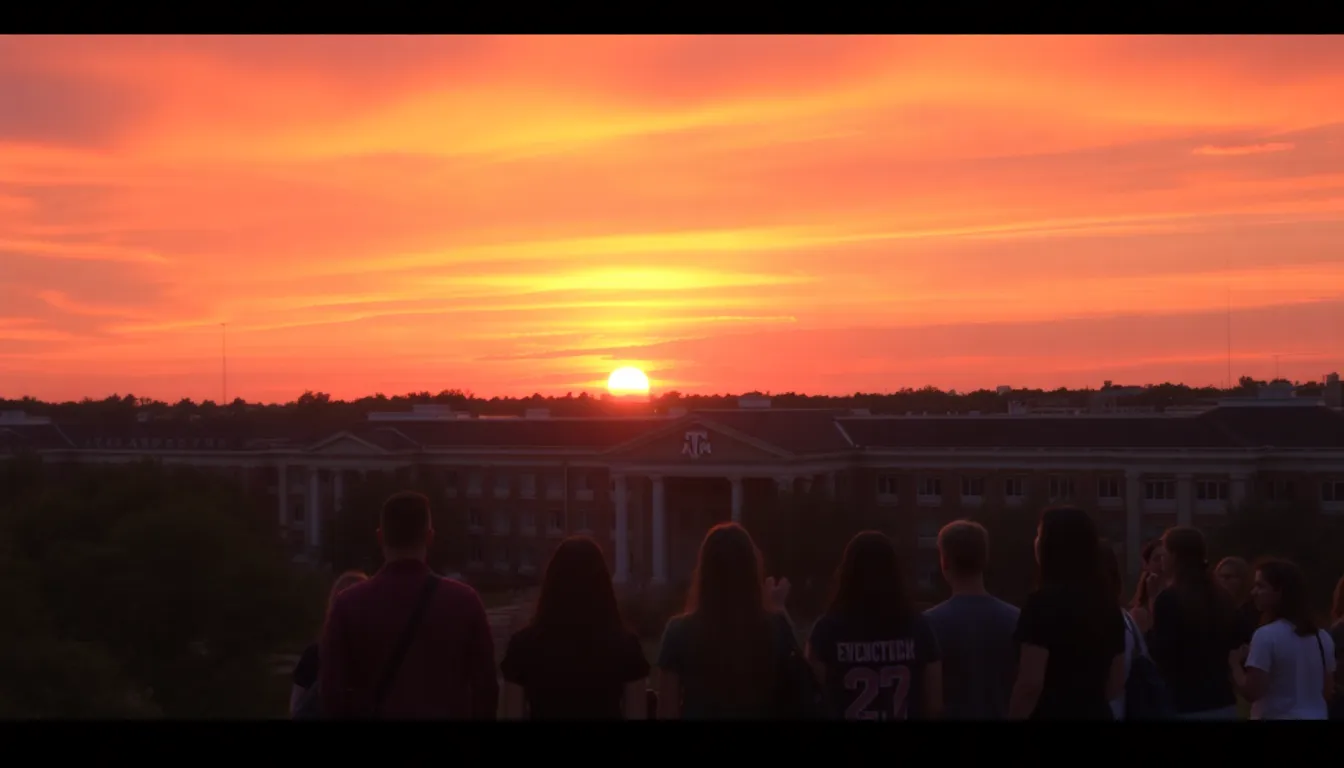 Texas A&M acceptance rate, a beautiful sunset illustrating the excitement of student opportunities.