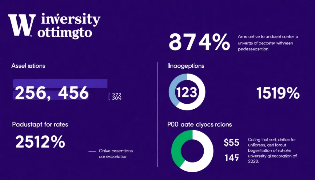A visual representation of the University of Washington acceptance rate with stats and graphs